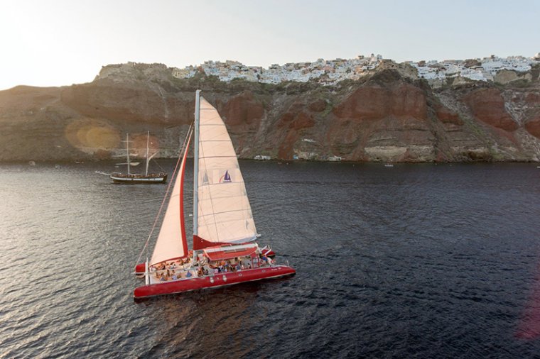 sunset oia catamaran cruise